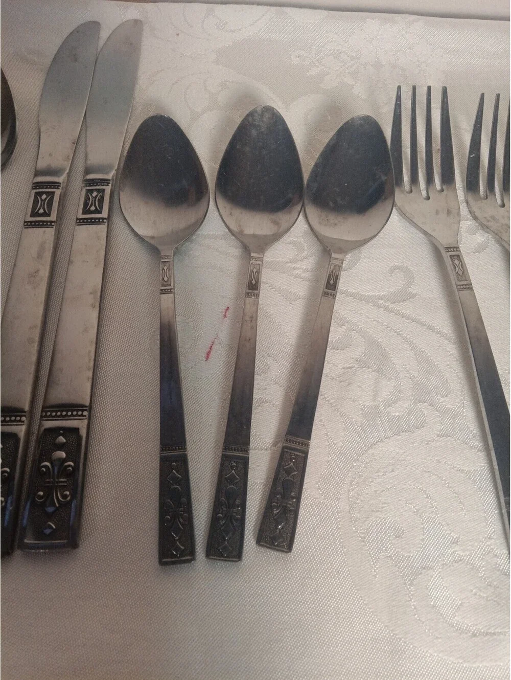 Vintage Majesco Japan Stainless Flatware 11 Pc Lot Fleur De Lis CUS3 Cortina